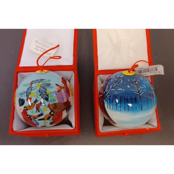 Ornaments set of 2 - Hand Painted Glass - Picture 10 of 10